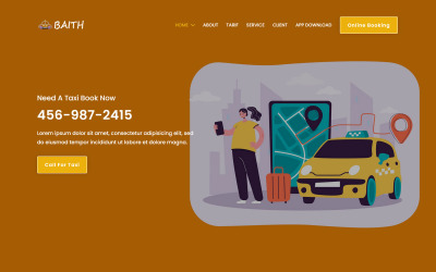 Baith – Téma vstupní stránky HTML5 taxislužby