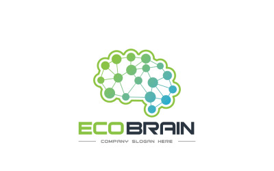 Plantilla mínima de logotipo de cerebro ecológico