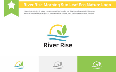 River Rise Matin Soleil Feuille Eco Nature Logo Simple