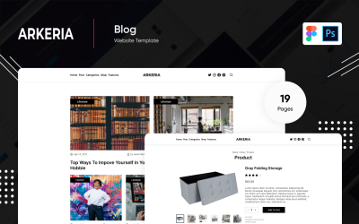 Arkeria Four - Минимальный шаблон блога и журнала Figma
