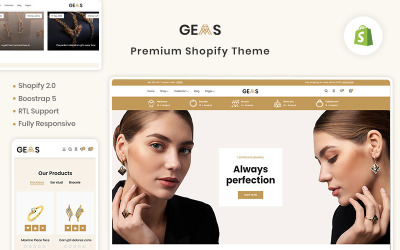 Ädelstenar - smycken och diamant Premium Shopify-tema