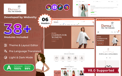 Dstyle Mega Fashion–Kläder Skor Premium PrestaShop 8.0 Responsive Theme