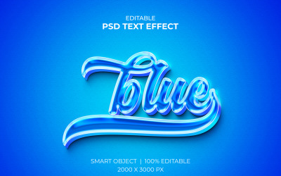 Niebieska, błyszcząca, edytowalna makieta efektu tekstowego 3D
