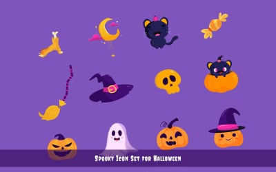 Conjunto de ícones assustadores para o Halloween