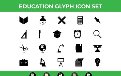 Bildung Glyph Icon Set Vektor und SVG
