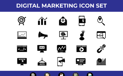 Digital marknadsföring ikonuppsättning vektor och SVG