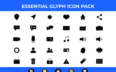 30 Glyph Essential Gratis Icon Pack Vector en SVG