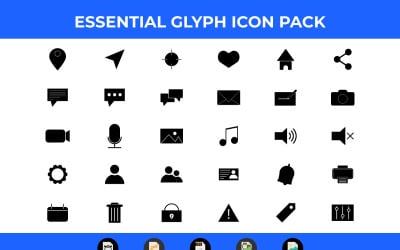 30 Glyph Essential ingyenes ikoncsomag vektor és SVG