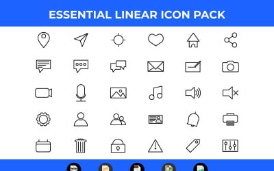 30 Linear Essential Icon Pack Vector i SVG