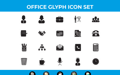 Icônes de glyphe d&amp;#39;affaires et de bureau vecteur et SVG