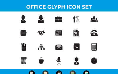 Iconos de glifos de negocios y oficinas Vector y SVG