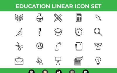 Onderwijs Lineaire Icon Set Vector en SVG
