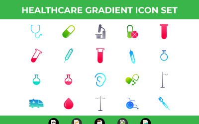 Opieka zdrowotna i medyczny zestaw ikon gradientu