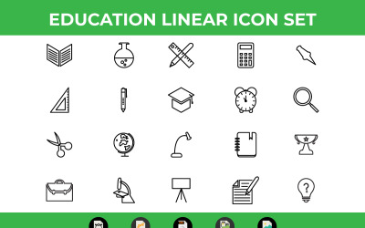 Set di icone lineari per l&amp;#39;istruzione vettoriale e SVG