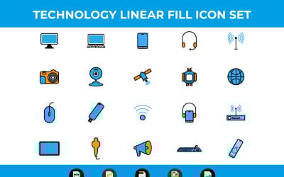 Tecnologia di riempimento lineare e icone multimediali