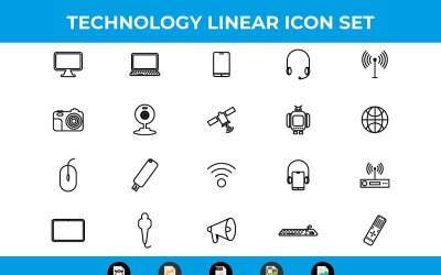 Tecnologia linear e ícones multimídia