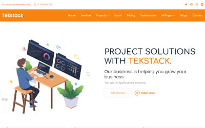 Tekstack - Modelo de site responsivo multifuncional para soluções de TI, startups e serviços empresariais