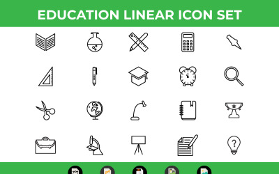 Vector conjunto de ícones lineares de educação e SVG