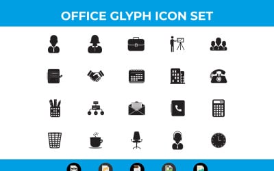 Vetor de ícones de glifo de negócios e escritório e SVG