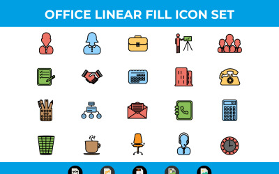 Vetor de ícones de preenchimento linear de negócios e escritório e SVG