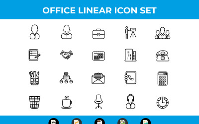 Vetor de ícones lineares de negócios e escritório e SVG
