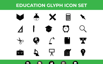 Vzdělávání Glyph Icon Set vektor a SVG
