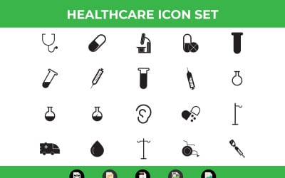 Zdravotní péče a lékařské glyfy zdarma sada ikon