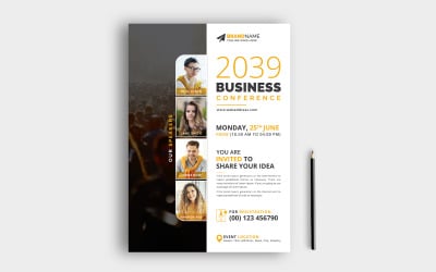 Design de Folheto de Conferência para Reunião Anual de Negócios, Palestra, Seminário