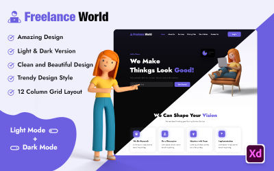 Freelance World - Modelo do Adobe XD de diretório de freelancers