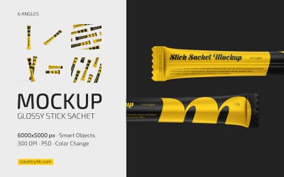 Glossy Stick Sachet Mockup Set