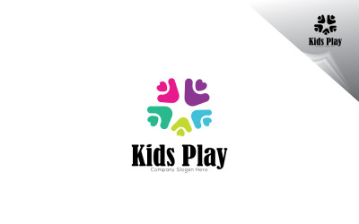 Красочный шаблон логотипа Kids Play