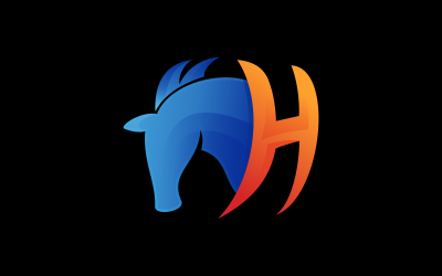 modello di logo colorato cavallo lettera h
