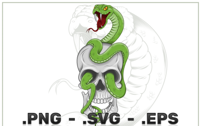 Skull With Snake Vector Design
