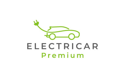 Line art Electric Car Logo Design Vector Template