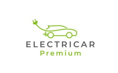 Modello vettoriale per la progettazione del logo dell&amp;#39;auto elettrica Line art