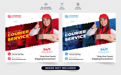 Modern courier service web banner vector - TemplateMonster