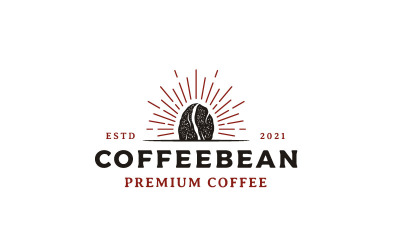 Modèle de vecteur de conception de logo Vintage Hipster Coffee Bean