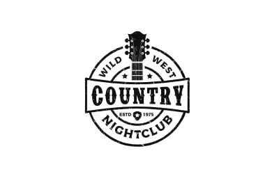 Design de logotipo de música country clássica rústica vintage
