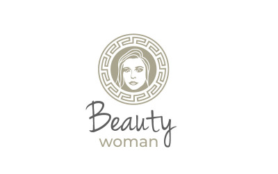 Konstnärlig skönhet kvinna logotyp design med traditionell prydnad