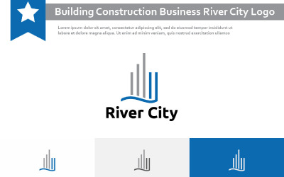 Logo della città del fiume di affari dell&amp;#39;ufficio di costruzione di edifici
