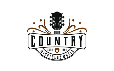 Modello di progettazione del logo di musica country classica vintage