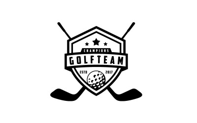 Modello vettoriale di design con logo distintivo da golf retrò vintage