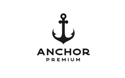 Retro kotwica sylwetka do projektowania logo marynarki wojennej statku morskiego