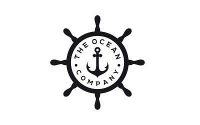Scheepsstuur met ankerembleem Logo-ontwerp