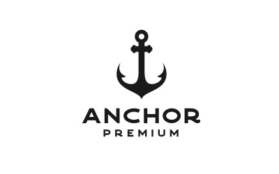 Silhouette di ancoraggio retrò per nave barca Navy trasporto nautico Logo Design