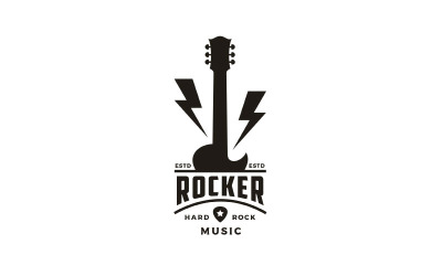 Vintage Retro Klasik Country Müzik, Gitar Logo Tasarımı Vektör