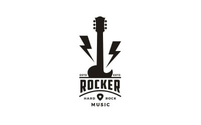 Vintage Retro klasszikus country zene, gitár Logo Design Vector
