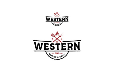 Vintage Rustic Grill Barbecue Barbecue BBQ Logo Design Vector