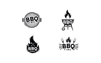 Vintage rustikaler Grill Barbeque BBQ Logo Design Vector