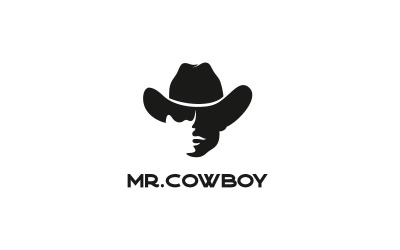 Western Cowboy Head Silhouette Logo Design Vecrot Template